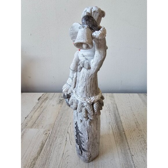 Transpac vintage large winter snowman resin white glitter bell tree wreath statu - Picture 2 of 7